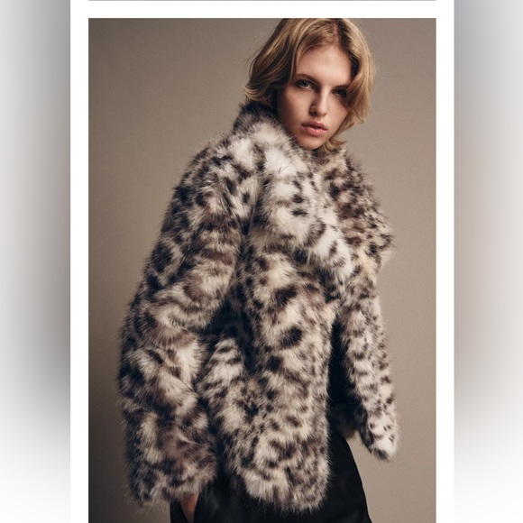 ZARA BLOGGERS FAV FAUX FUR ANIMAL PRINT COAT - Picture 8 of 10